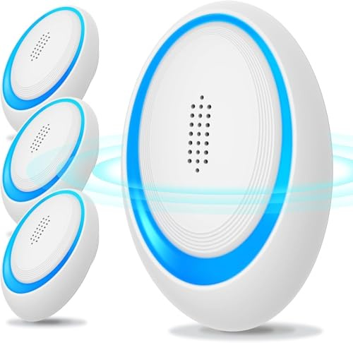 Répulsif antiparasitaire à ultrasons, pièges à souris anti-insectes électroniques 4 paquets pour l'intérieur, plug-in répulsif contre les moustiques et les araignées, répulsif efficace contre les rats