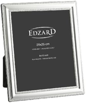 EDZARD Marco de fotos Matera (foto 20x25 cm) bañado en plata antideslustre | Marco plateado para foto 20x25 cm, martillado, trasera de terciopelo, 2 ganchos, de sobremesa y pared