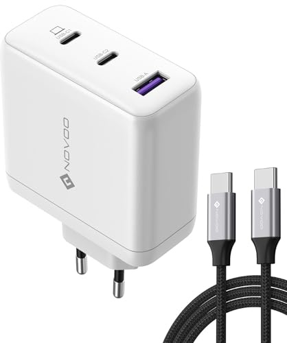 NOVOO 120W USB C Ladegerät GaN 3-Port Schnellladegerät mit 100W USB C Kabel PD Mehrfach Netzteil für MacBook Pro, iPhone 16 Pro Max, 16, PPS, Samsung Galaxy S25 S24 Ultra