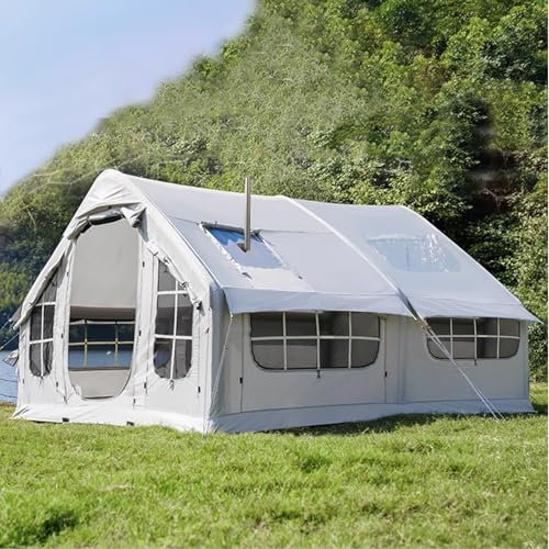 Miuxe Luftzelt Aufblasbar Camping Zelt 4 6 Personen, Aufblasbares Zelt Haus XXL Aufblasbare Zelte, Einfache Einrichtung Familienzelt Aufblasbar Glamping Zelt Groß, 4 Jahreszeiten Air Inflatable Tent