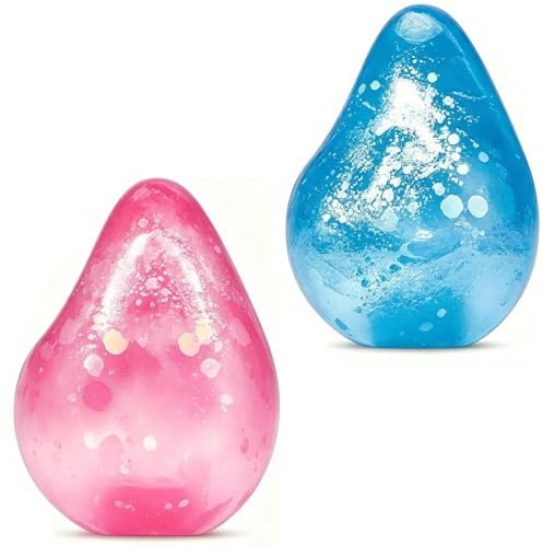 2PCS Raindrop Stress Balls,Glitter Raindrop Gumdrop Squeeze Balls Adults Stress Relief Water Drop Slow Rebound Sensory Balls Stress Toys for Kids Age 3+ Squishy Fidget Toys