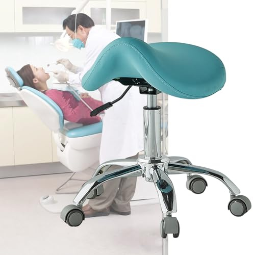 Hygienist Medical Wheels Sattelhocker, 49–64 cm, hydraulischer Salonstuhl für Zahnarzt, leicht gleitender Rollhocker, ergonomisches Design