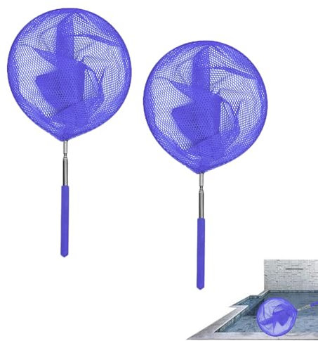 Retino Piscina Pulizia, 2Pezzis Retino Per Piscina Con Palos Telescopico In Acciaio Inox, Skimmer Piscinas Rete Da Pesca, Accessoris Piscinas, Versatile A Maglia Fine Per Laghetto, Vasca Idromassaggio