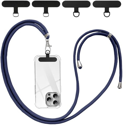 flintronic Cordon Telephone Portable, Universelle et Réglable Cordon Telephone Portable, Collier de Longe Téléphone, Compatibles avec Plupart des Smartphones pour Cou et Bandoulière, avec Patches
