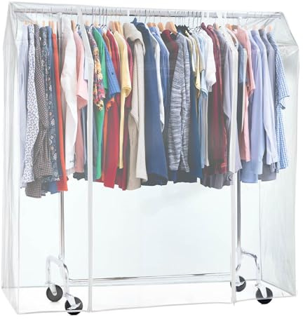 Tatkraft Didrik & Schild - Schwerlast Kleiderständer mit Schutzhülle | Profi Kleiderständer auf Rädern mit Abdeckung, bis 130 Kg, Kleiderstange Ausziehbarer 110-150x45x160cm, Verchromt Stahl