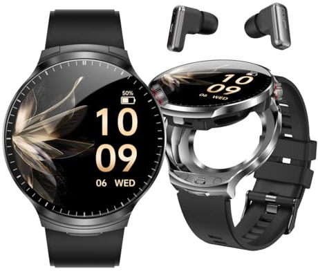 AIEK Montre Connectée Homme, Bluetooth écouteurs, Écran HD 1,85, Analyse Sommeil, Appel Bluetooth, Cardiofréquence, 100+ Modes Sportifs Podometre, Smartwatch pour Android iOS (Noir)
