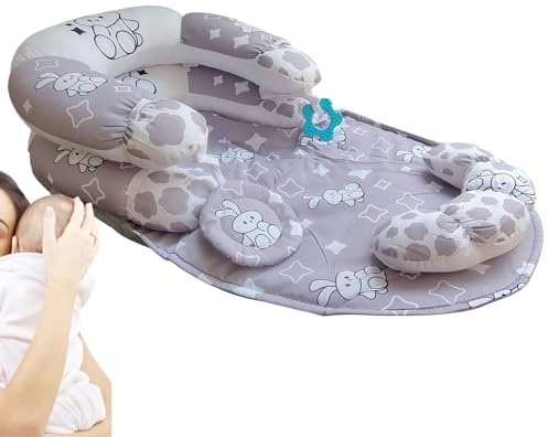 Gihioue Esterilla y almohada para bebés en posición abajo | Cojín y cojín de asiento con juguete sensorial | Actividad extraíble para habitación infantil, salón, viaje