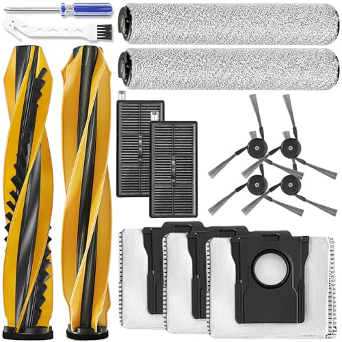 Z60 Ultra Ersatz-Zubehör-Set, kompatibel mit MOVA Z60 Ultra Roller, komplettes Roboter-Staubsaugerteile, 1 Hauptbürste, 2 Rollen-Wischtuch, 2 HEPA-Filter, 4 Seitenbürsten, 3 Staubbeutel