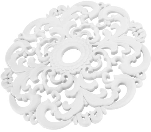 MUSISALY Medallón de Techo Estilo Europeo en Escayola de Color Claro, Decorativo para Lámparas Colgantes, Diseño Calado y Hueco, Tamaño Mediano, Adecuado para Sala de Estar y Decoración