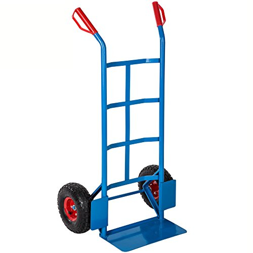 tectake® Carrello Portapacchi con Pneumatici, Carrello Con Ruote Portatutto, Carrello da Giardino, Maniglie in Plastica, Carrello Porta Attrezzi, Telaio in Acciaio, 200 Kg - Blu