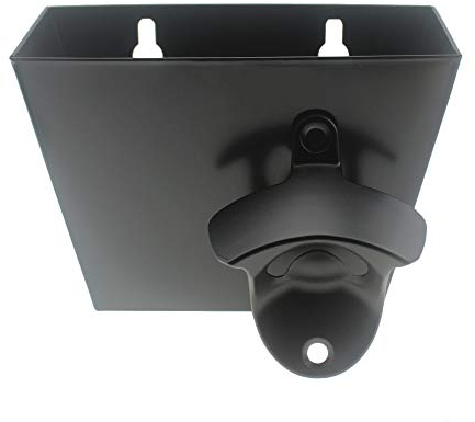 Luwanburg Black Bottle Cap Opener Wall Mounted Beer Bottle Opener with Cap Catcher Stainless Steel