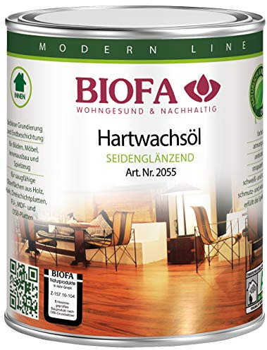 Biofa Hartwachsöl, seidenglänzend - für Parkett, Kork, Holz, Böden und zum Möbel ölen (1 Liter)
