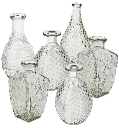 12 x Vasen aus Glas Dekovasen Glasvasen Dekogläser Deko Glas Vintage Glasflaschen Größe 14,8-20 cm/ 12 St. / 4 Modelle