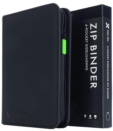 Vault X 4 Pocket Zip Binder, 160 Cards, Exo-Tec Material, 20 Side-Loading Pages (Black)