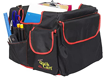 dbest products Quik Cart Pockets Caddy Organizer Teacher Tote Mobile Tool Storage Fabric Cover Bag, Black