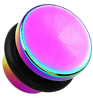 Tapsi´s Coolbodyart® Single Flared Plug Edelstahl Chirurgenstahl 316L Titan IP Spitze O Ring Regenbogen 1,6mm-8mm (10.00)