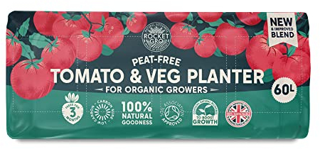 RocketGro Organic Tomato & Veg Planter Grow Bag 60L – Chemical-Free & Nutrient-Rich – Ideal for Tomatoes, Vegetables & Fruits – Slow-Release Feed for 3 Months – Vegan & Eco-Friendly