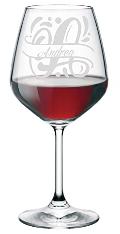 fashwork Calice da vino PERSONALIZZABILE con incisione PERSONALIZZA NOME e SCEGLI LA TUA INIZIALE idea regalo bicchiere 50 cl