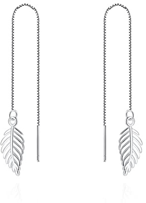 Stäbchen Durchzieher Ohrringe Hängend Silber 925 Rosegold Für Damen Zirkonia Ohrhänger Lange Quasten Einfädler Ohrringe Mit Dreieck/Kreis/Diamanten Anhänger