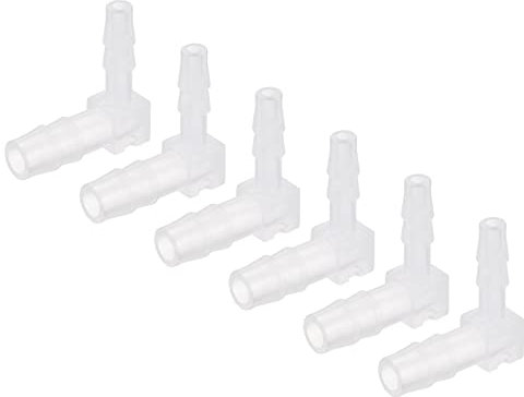 sourcing map Barb Hose Fitting, 5mm to 7mm Barbed Dia. Plastic Elbow Coupler Reducer Quick Connector Adapter, Pack of 6