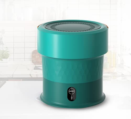 Pliable Mini Lave Linge Pas Cher Turbo Petite Machine à Laver Portable 13L pour Voyage, Maison, Voyage d'affaires, etc,Green-Ozone