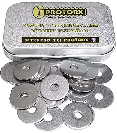 Rondelles Metal Inox M5 : Boite 30pcs Extra Large (Diam.int = 5,3mm x Diam.ext = 20mm) Plate Type LL en Acier Inoxydable A2 | Carrossier Bricolage Réparation | Anti-Corrosion Exterieur-Interieur