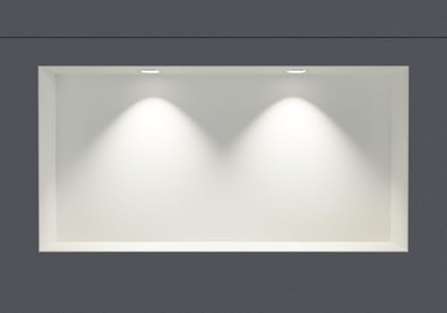 BERNSTEIN - Niche murale douche sans rebord Blanche 30x60x10cm acier inoxydable étagère encastrée salle de bain + 2 Spots LED Chrome, Anti-rouille, étanche, installation facile - NT306010X