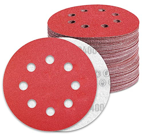 Disco Lija 125 mm Grano 400 Discos Abrasivos 100pcs para 8 Agujero Lijadora Orbital