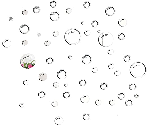 REQAG Lot de 56 autocollants muraux amovibles acrylique pour la maison, salon, chambre à coucher, miroirs ronds 3D