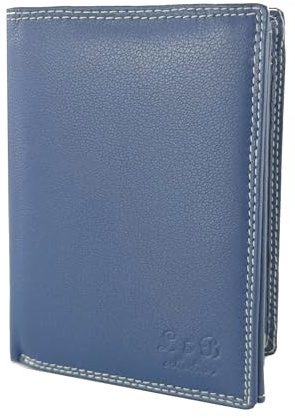 BUFFALO HILL Echt Leder Herren Geldbörse »2338« Hochformat I mit RFID Schutz I Portemonnaie Groß mit Münzfach I 8 Kartenfächer I Geldbeutel für Männer I Brieftasche Wallet Portmonee blau