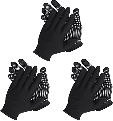 Wesoke Work Gloves, 3 Pairs Safety Protection Gloves for Men Women, Nylon Knitted Stretchy Dotted PVC Glove with Anti-Slip Grip Dots for Construction, Gardening, Mechanic, Warehouse, Industrial