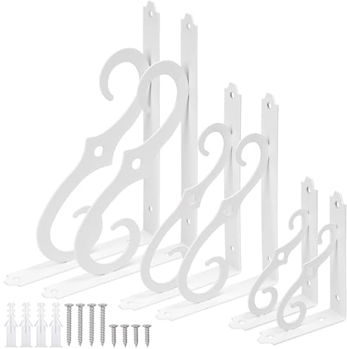 Tanstic 2-Pack 10-Zoll-dekorative Regalhalterungen, Hochleistungs-schwimmende Regalhalterung, L-Form-Eckhalterung Regalstütze Winkelhalterungen mit Schrauben für DIY offenes Regal (weiß)