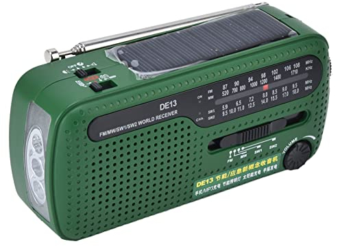 Solar Radio, FM/MW/SW Kurbelradio Tragbar USB Notfallradio mit LED Taschenlampe, Alarmfunktion und Handkurbel Dynamo für Camping, Reisen