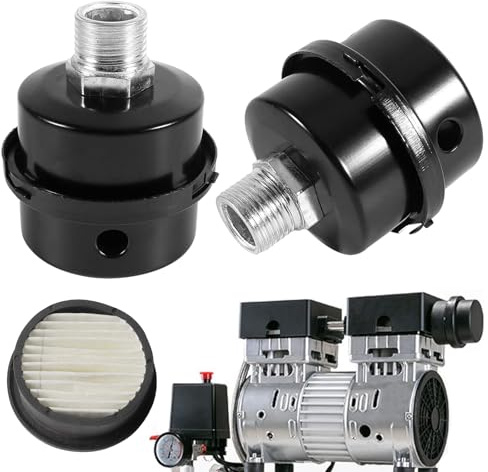 Wekuw 3 Pezzi Filtro Compressore Ricambio Compressorefiltro Aria Silenziatore Adatto per la Prevenzione Della Polvere e la Riduzione del Rumore di Macchine e Compressori d'Aria Oil-Free