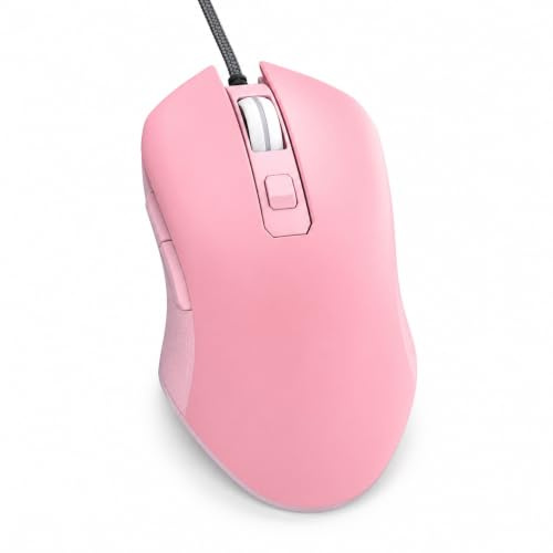 Elprico Souris Filaire, Souris D'ordinateur de Type C, Souris Silencieuse Portable, Interrupteur à Rouleau, Souris Ergonomique D'apparence de Dessin animé Mignon pour (Rose)