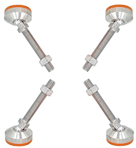 BREAKA 4 mechanische Stützfüße, Universal-Fußschale aus Edelstahl 304, rutschfeste M12-Verstellfüße aus massivem gelbem Gummi