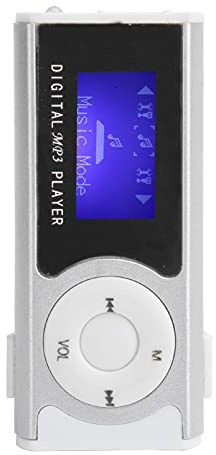 Mini Lettori Mp3, Confezione da 5 Lettori Mp3, Lettori Mp3 Economici, Torcia Mp3 Sportiva Portatile Mini Backclip LCD Mini Schermo Lettore Multimediale Musicale (Nero) (SILVER)