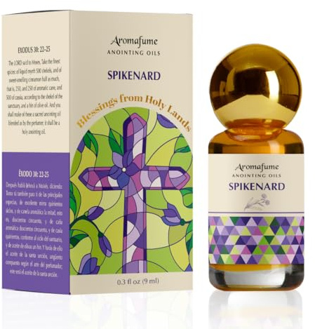 Spikenard Anointing Oil, 9ml, Christian Gifts, Aromafume | Blessings from The Holy Lands | Blessed Olive Oil from Jerusalem with Biblical Spices | Holy Oils for Prayer and Protection