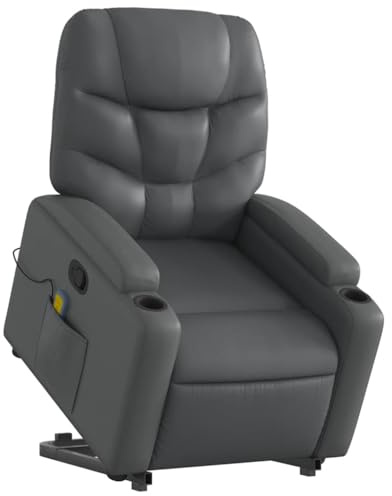 vidaXL Massagesessel mit Aufstehhilfe Grau Kunstleder
