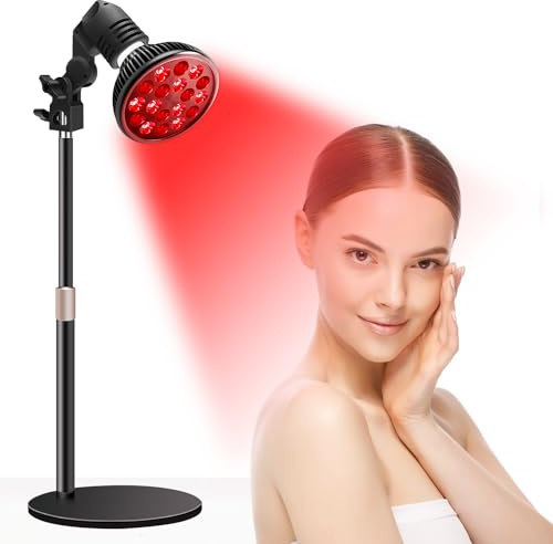 Aumtrly Red Light Therapy Lamp with 16.5 inch Adjustable Stand, 660nm Red Light and 850nm Near Infrared Light Combo for Face and Body Use
