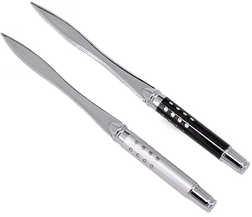 Brieföffner,2 PCS Umschlagöffner aus Edelstahl Holzgriff Schwert Brieföffner mit Holzgriff Metall Briefmesser für Damen Frauen Männer