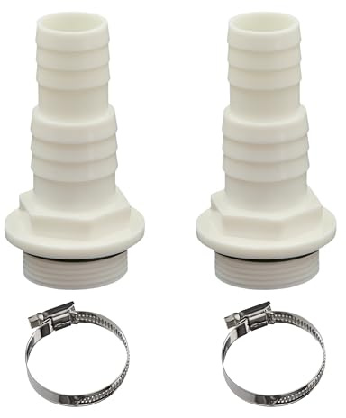 HAF 2X ABS Schlauchtülle O-Ring 32mm 38mm x 1 1/2 | Inkl. 2X Edelstahlschelle | Schlauchtülle x Außengewinde | Schlauchverbinder aus weißem ABS | PN10 für Poolfittings, Poolschlauch & Filteranlage