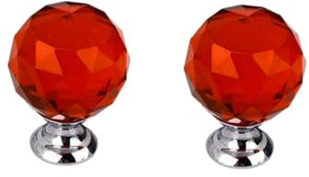 SANCHAKOU Türknauf Knäufe 2 Stück Einloch-Schranktür Küchenschrank Schublade Goldener Diamant-Rundgriff Flacher Kugelstil – Rot