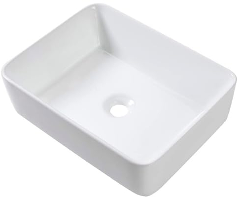 MAGIC SELECT Lavabo en Céramique, Vasque a Poser Blanc, Lavabo de Toilette Anti-Taches, Facile à Nettoyer avec Connexions Standard. Idéal pour la Cuisine ou la Salle de Bain. (47,5x36,5x13 CM)