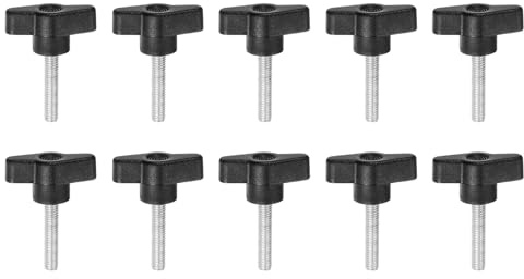 QUARKZMAN 10Pcs Vis de Serrage Étoile M6 x 30mm Filetage Mâle Plastique Boutons de Goujon en T Poignées Filetées en T Serrage Manuel Vis à Oreilles, Noir