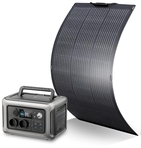ALLPOWERS R600 Station électrique portable 299Wh avec panneau solaire 100W | générateur solaire avec panneau solaire flexible 100W IP68 étanche, batterie LFP, pour camping-car, jardin, toit