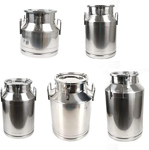 SmPinnaA Milchkanne, Robuste Milchkanne Aus Edelstahl, Weineimer, Tragekrug Mit Versiegeltem Deckel, 30 L,30L