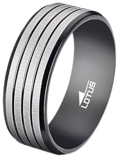 LOTUS STYLE Anillos Hombre - Anillo Acero Inoxidable Hombre 316L - Diseño Ergonómico y Ajuste Perfecto Talla 28 LS2398-3/128 23.20 mm - Resistente al Agua