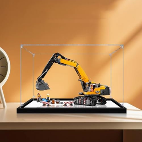 Acryl-Vitrine für Lego 60420 Baggermodell, staubdichte, transparente Sammlungsvitrine (nur Displaybox) (3 mm Spiegel)