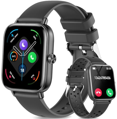 Smartwatch Uomo Donna, 1.83 Orologio Fitness con Effettua/Risposta Chiamate, 100+ Sportive Fitness Tracker, Sonno Cardiofrequenzimetro, Contapassi/Cronometro/Impermeabil IP68 Smart Watch Android iOS
